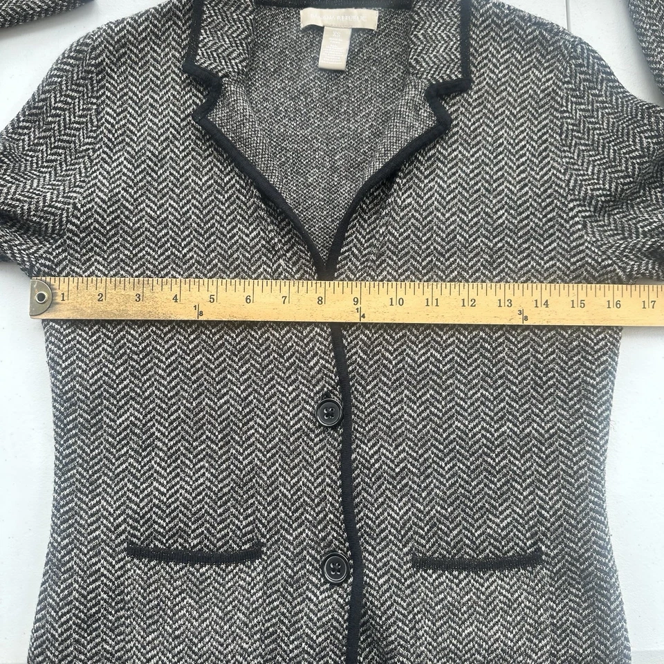 Blazer Suéter Banana Republic Espiga Mujer Cachemira Negro Dorado XS Pequeño Foto 4 de 4