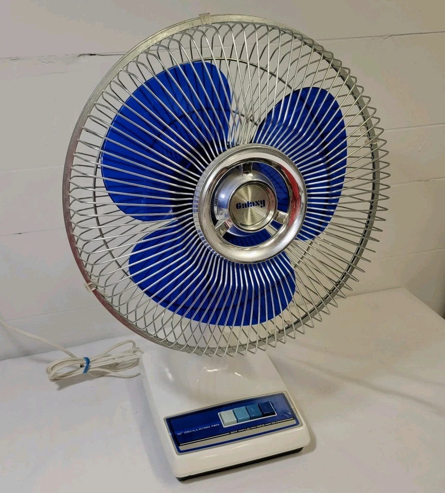 Ventilador de Escritorio Vintage Galaxy Blue Blade 12-1 Oscilante 12" 3 Velocidades Probado VIDEO Foto 2 de 4
