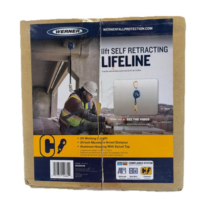 #ad Werner 11 ft. Baseline Self Retracting Lifeline Safety Line R530011W ANSI OSHA $59.95