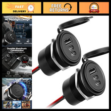 72W 3-Port USB Car Charger, Dual PD3.0 QC3.0 Outlet for RV, Truck, Boat 2Pcs