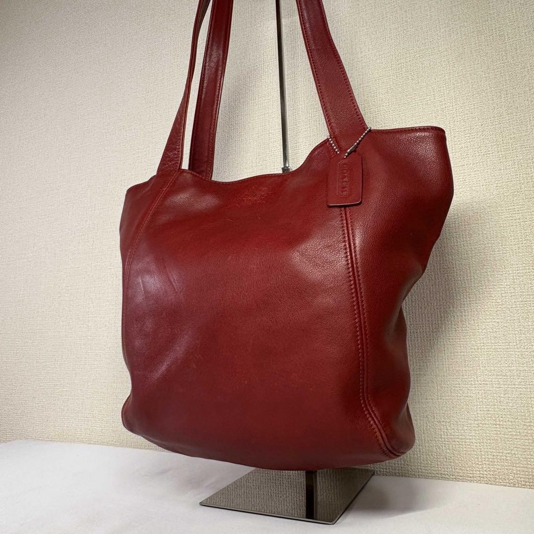 OLD COACH Leather Tote Bag Red Made in Italy - Gem