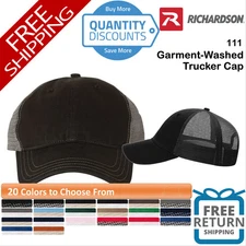 🔥 Richardson Garment-Washed Trucker Cap Hat six-panel, low pro profile 111