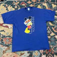 Vintage 90s Velva Sheen Disney Minnesota Mickey Mouse Blue Sz XL Made in USA