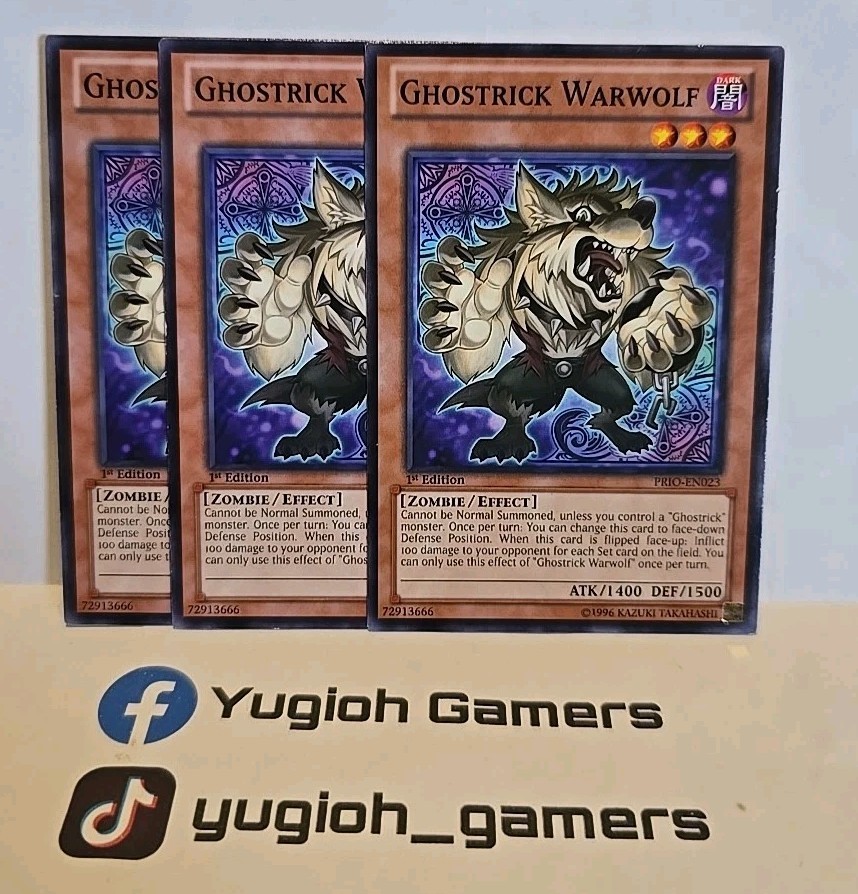 YUGIOH GHOSTRICK WARWOLF X3 PRIO 1ST EDITION COMMON LIGHT PLAYED 