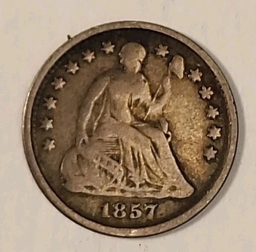 1857 P Seated Liberty Half Dime- Philadelphia, Fine/VF Details