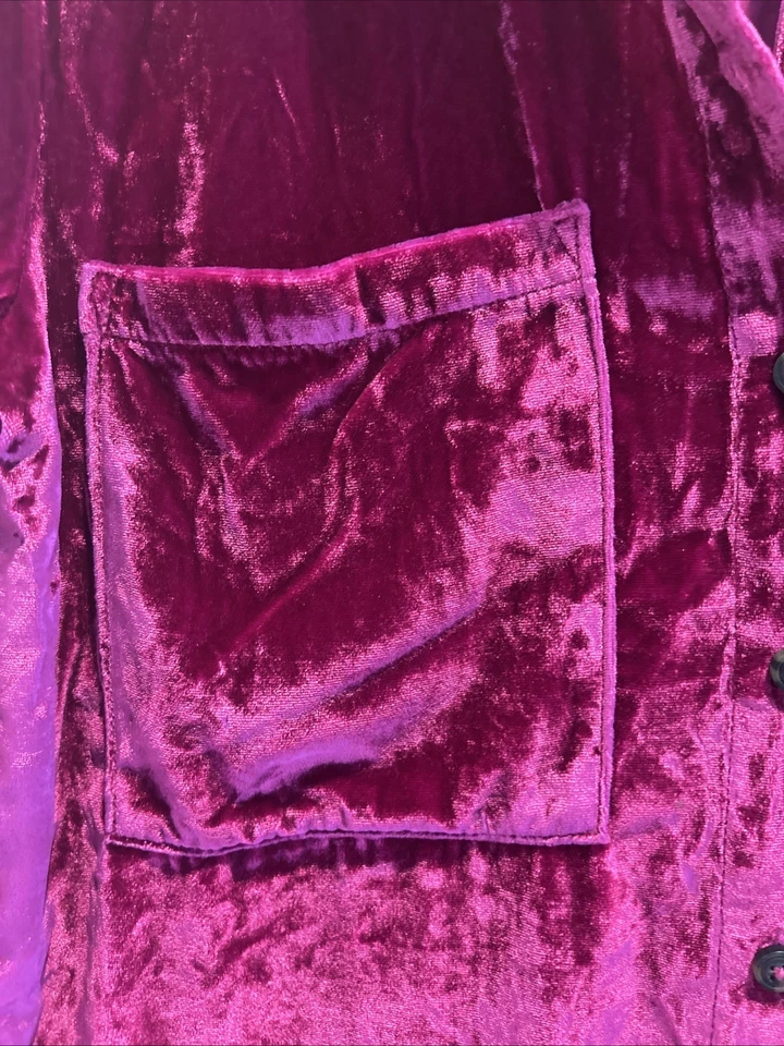 Camisa Clásica Anthropologie Pilcro Terciopelo Frambuesa Triturada Mujer Botón S Boho Foto 4 de 4