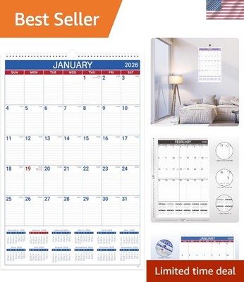 2026 15'' x 23'' Vertical Calendar - Smooth Writing Surface, Durable & Chic Design