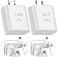 45W USB-C Super Fast Charger Block for iPhone 17/17 Pro Max 5ft Cable