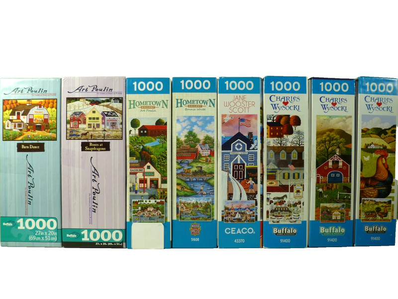 Buffalo Lot of 8 Charles Wysocki 1000 Piece Puzzle Americana Art Poulin Complete