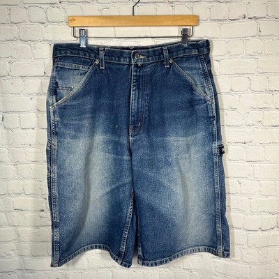 Nautica Jeans Co Mens Carpenter Shorts Medium Wash Denim Hammer Loop Size 34