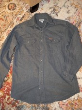 Carhartt Men's Gray Flannel Cotton Button-Up; Reg Fit; Long Sleeve M; Outdoor