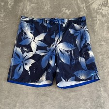 Y2k Nike Mesh Lined Board Shorts Mens Large Blue Floral Drawstring Swim Trunks