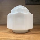 Vtg Antique 1920s-1940s Art Deco Nouveau Milk Glass Skyscraper Light Shade 7"