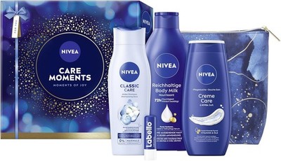 NIVEA Set for Women 5pc Set Shower Gel Shampoo Body Lotion Lip Balm Toiletry Bag
