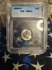 1958 Denver 10 Cent Silver Roosevelt Dime Graded MS 64 by ICG. Nice Coin,