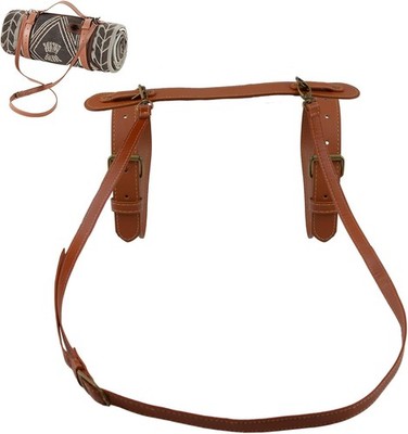 Picnic Blanket Carry Strap, PU Leather Yoga Mat Carry Strap with Adjustable
