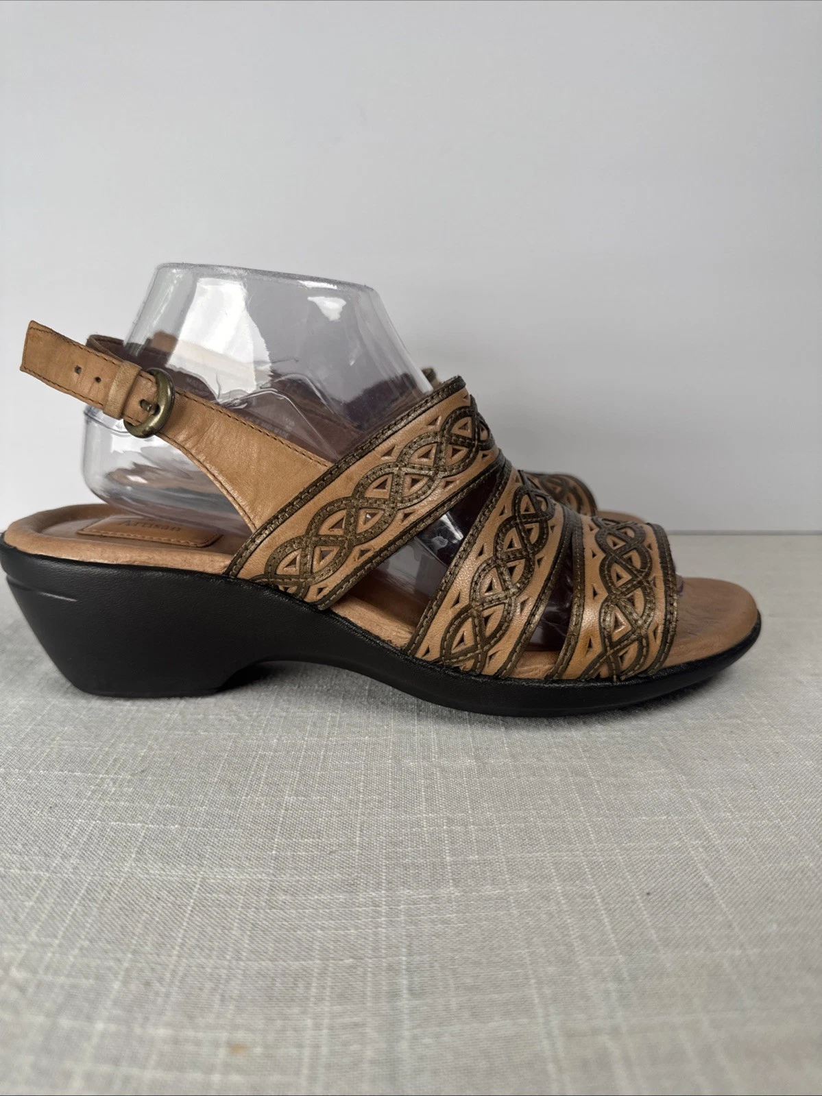 Sandali estivi donna Clarks Artisan in pelle marrone marrone marrone con cinturino boho taglia 9 5