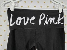 Victorias Secret PINK LOVE Vintage Y2K FOLDOVER Capri Yoga Pants Logo