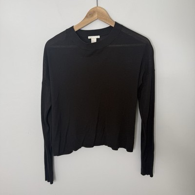 H&M Basics XS Cropped Black Round Neck Sweater Balletcore Classiccore