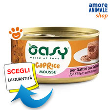 Oasy Cat Caprice Mousse Gattini con Salmone Cibo Umido Gatti Lattina da 85 gr