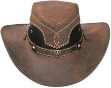 Genuine Leather Cowboy Western Hat for Men and Woman - Black  Brown