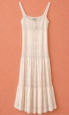 Maple Anthropologie Crochet Knit Cream Ivory Boho Dress Buttons Viscose S Women'