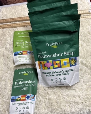 Truly Free Dishwasher Soap x6 Bags- (25 Loads/12.5oz Each) (1 Booster) (2 Dish)
