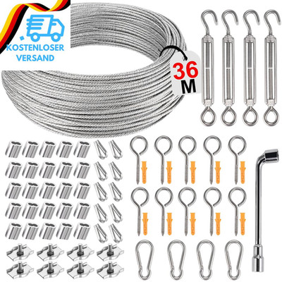 Philtool 73Pcs Drahtseil Kit, 36M Edelstahl Drahtseil 3Mm, 304 Stahlseil Ummante