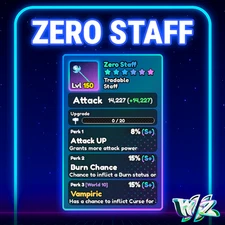 World Zero WZ - ZERO STAFF - LVL 150 - PERFECT PERKS