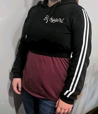 Rue21 Bebé Niña Negro Manga Larga Recortado Pullover Sudadera con Capucha Niñas XS