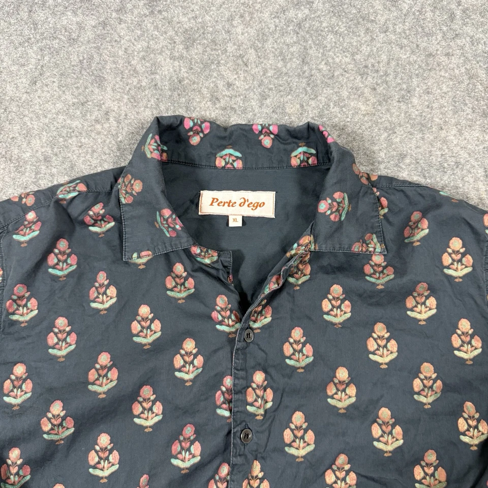 Perte D’ego Long Sleeve Button-Up Floral Print Dress Shirt Men's Size XL Black - Image 3 of 4