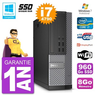 PC DELL 7020 SFF Intel i7-4790 RAM 8Go SSD 960Go Dvd-Brenner Wifi W7