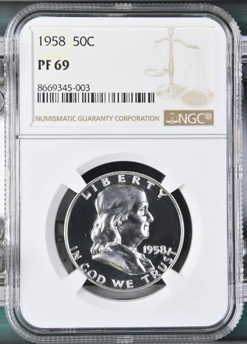 1958 Proof Franklin Half Dollar NGC PF-69 -003