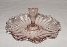 PERFECT Vintage 1930s Pink Anchor Hocking Center-Handled Candy Dish
