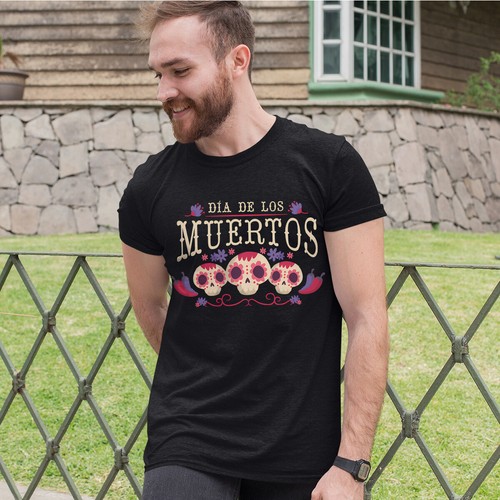 Colorful Dia de los Muertos Sugar Skulls T-Shirt Day of the Dead Mens #DOTD - Picture 8 of 23