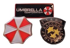 Resident Evil Umbrella, Raccoon  Name Logo Set of 3 Metal/ Enamel Pins