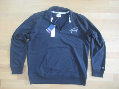 Tommy Jeans Pullover/Strickjacke halber Reißverschluss, Kragen, schwarz,XXL, NEU