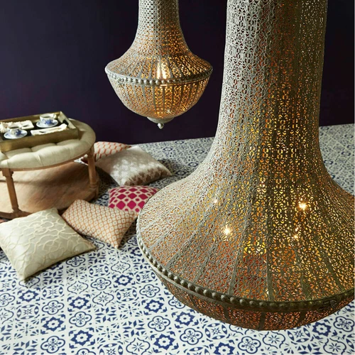 XL Coastal Boho 40"H  Moroccan Anthropologie Style  Silver Pendant Chandelier - Picture 1 of 3