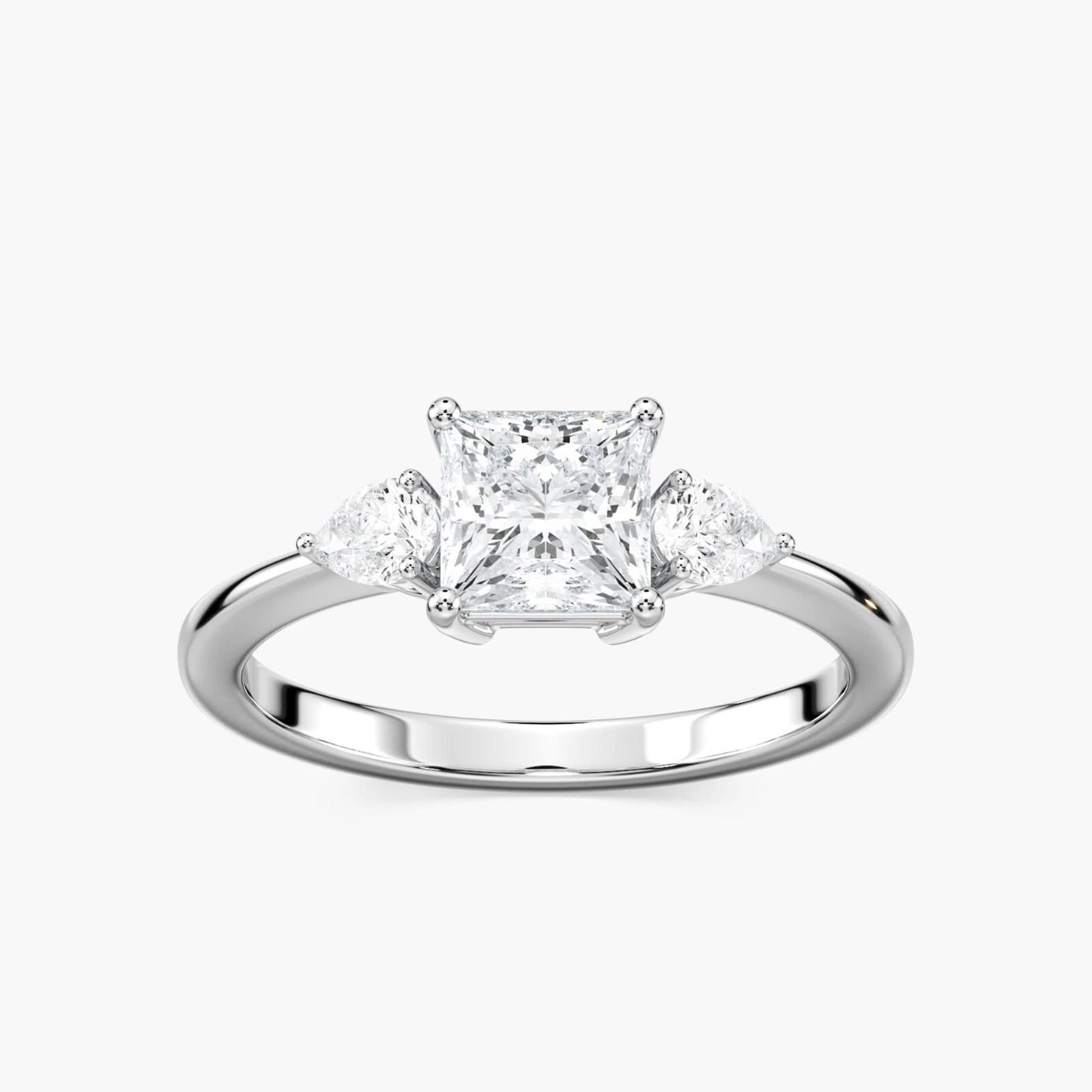 Princess cut vs1 1.25 ct solid 14k white gold igi lab grown diamond wedding ring image-2