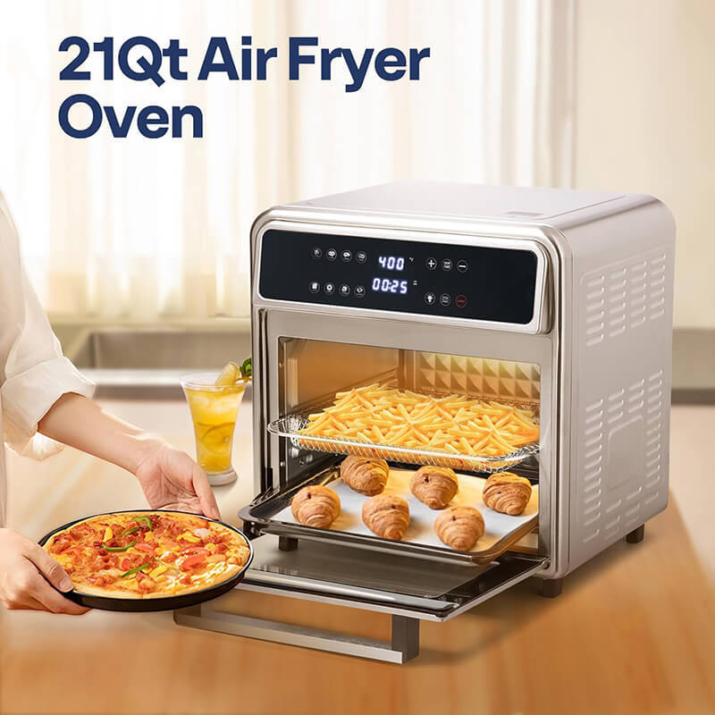 21Qt 8-in-1 Air Fryer Toaster Oven with Convection Rotisserie & Dehydrator 1800W