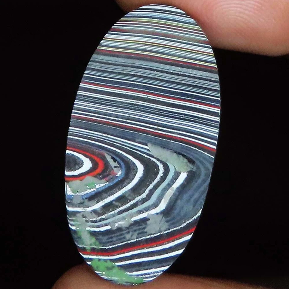 FORDITE DETROIT AGATE 椭圆形凸圆形实验室制造的宝石 17.85 克拉 (16x31x07 毫米) — 第 3/4 张图片