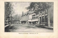 1905 Milford New Hampshire Nashua St View Man Buildings Antique NH Postcard