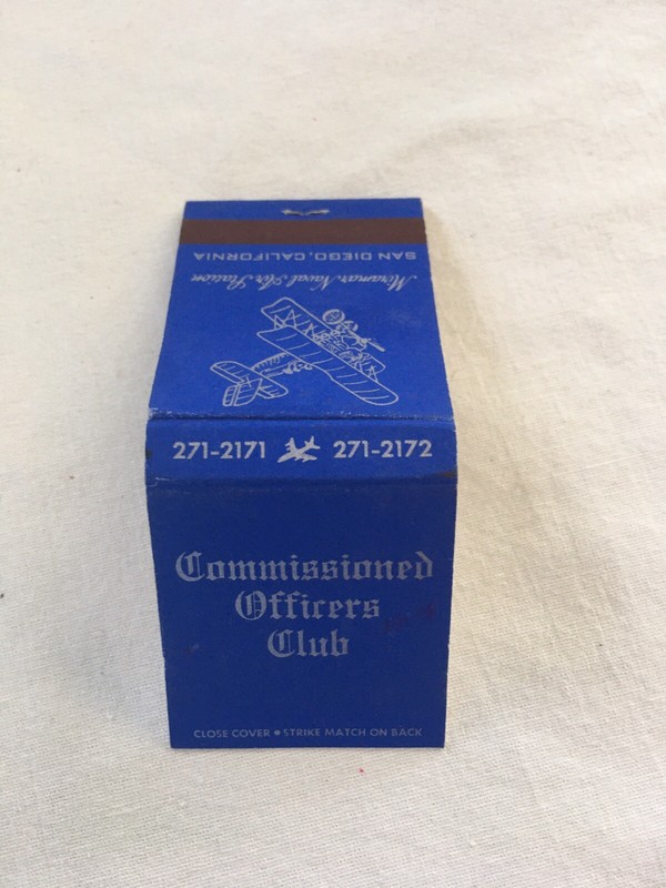 VINTAGE NAS MIRAMAR COMMISSIONED OFFICERS CLUB SAN DIEGO CA UNSTRUCK MATCHBOOK