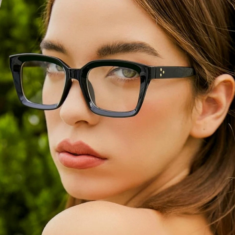 Thick Chunky Square Frame Men Women Retro Clear Lens Classic Eye Glasses - Image 4 of 4