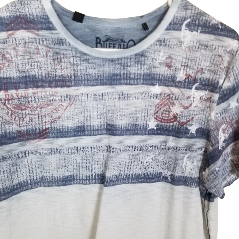 Camiseta Buffalo David Bitton Hombres L Blanca Manga Corta Camisa Estampada Foto 2 de 4