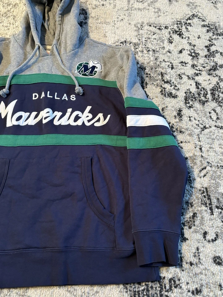 Mitchell & Ness Men’s XL Dallas Mavericks Stitched Headcoach Hoody Gray/Blue - Image 2 of 4