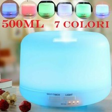 DIFFUSORE AROMI 500ML AROMATERAPIA 7 LED UMIDIFICATORE AD ULTRASUONI DEPURATORE