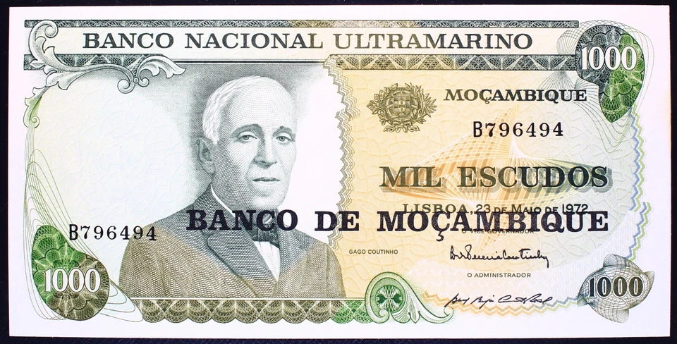 Mozambique 1972 (1976) - Ultramarino - 500 Escudos - P-119 - PMG at UNC-64 PPQ - Image 2 of 4