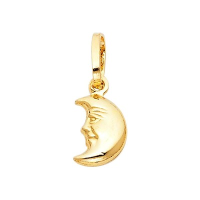 14k Yellow Gold Crescent Moon Pendant 