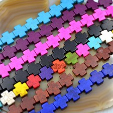 15mm Howlite Turquoise Cross Loose Spacer Beads 16" Pick Color
